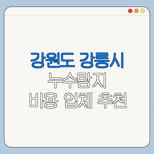 강원도 강릉시 누수탐지 비용 업체 추천