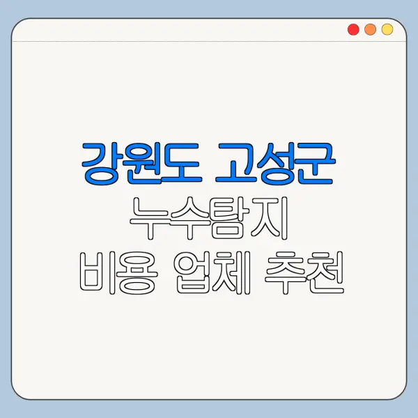 강원도 고성군 누수탐지 비용 업체 추천