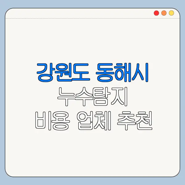 강원도 동해시 누수탐지 비용 업체 추천