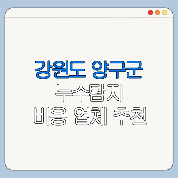 강원도 양구군 누수탐지 비용 업체 추천