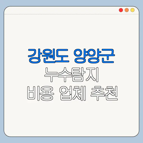 강원도 양양군 누수탐지 비용 업체 추천