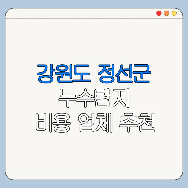 강원도 정선군 누수탐지 비용 업체 추천