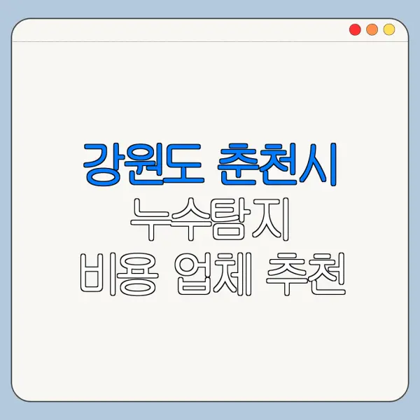 강원도 춘천시 누수탐지 비용 업체 추천