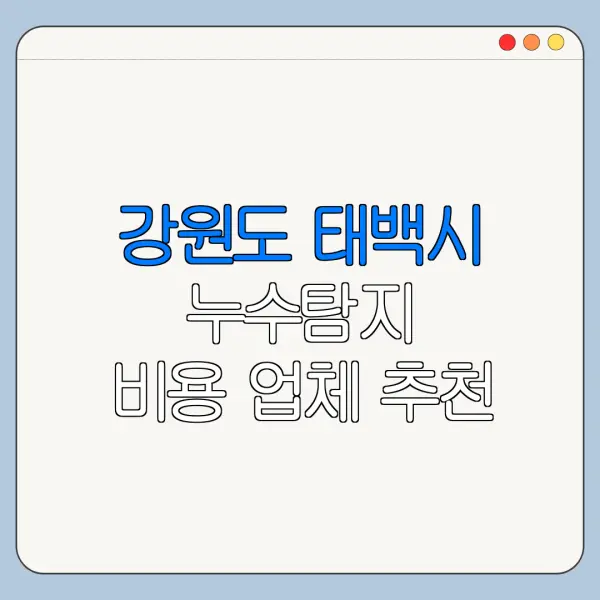 강원도 태백시 누수탐지 비용 업체 추천