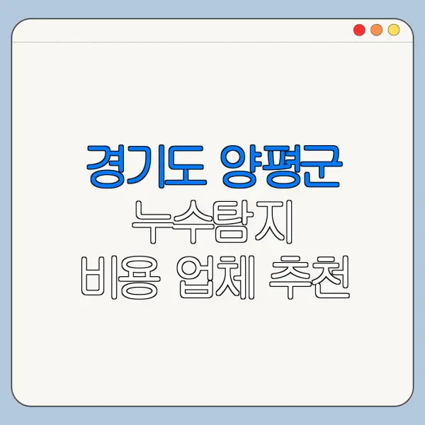 경기도 양평군 누수탐지 비용 업체 추천
