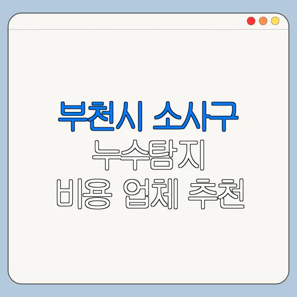 부천시 소사구 누수탐지 비용 업체 추천