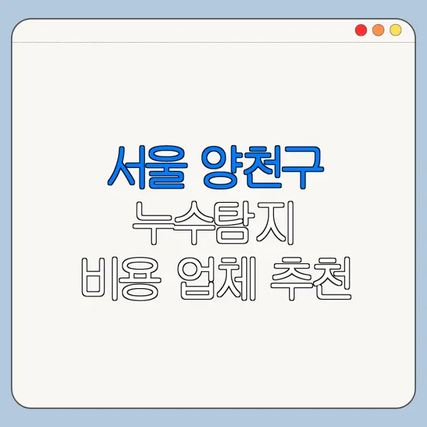 서울 양천구 누수탐지 비용 업체 추천