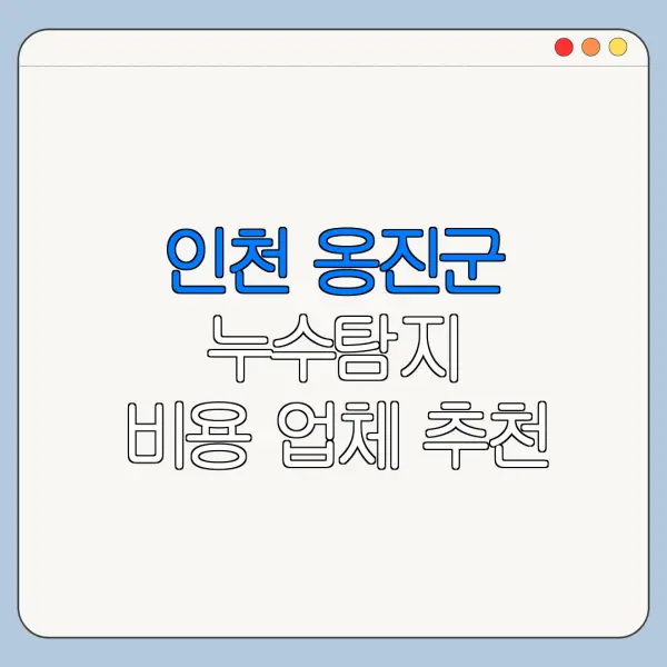 인천 옹진군 누수탐지 비용 업체 추천