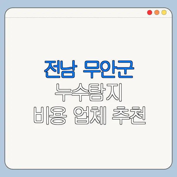 전남 무안군 누수탐지 비용 업체 추천