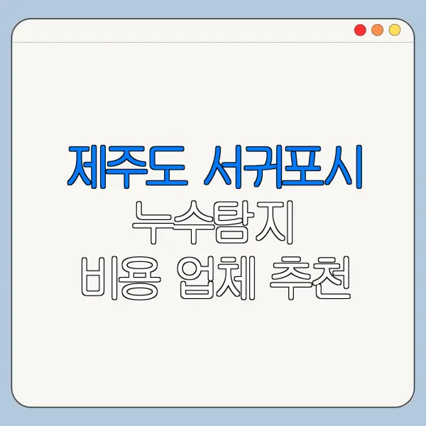 제주도 서귀포시 누수탐지 비용 업체 추천