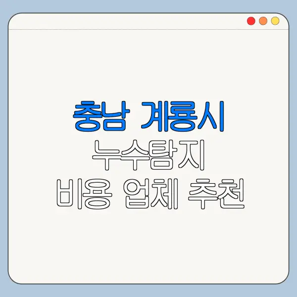 충남 계룡시 누수탐지 비용 업체 추천