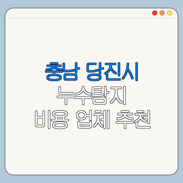 충남 당진시 누수탐지 비용 업체 추천