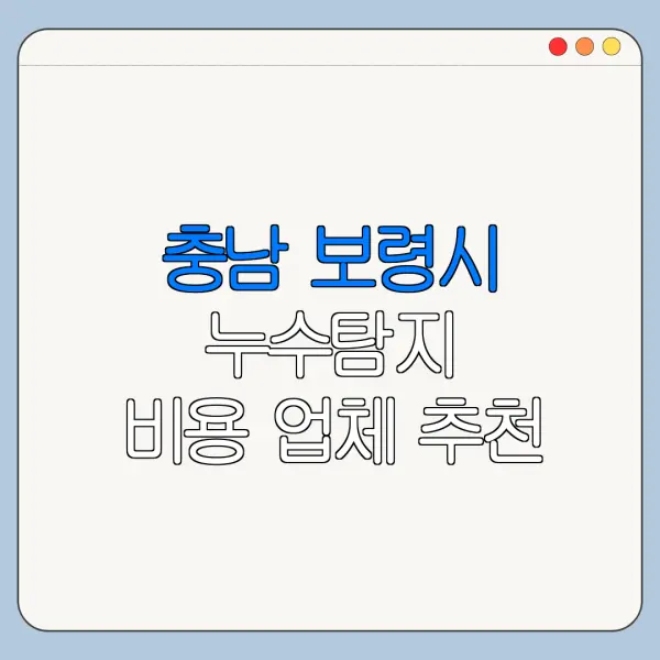 충남 보령시 누수탐지 비용 업체 추천