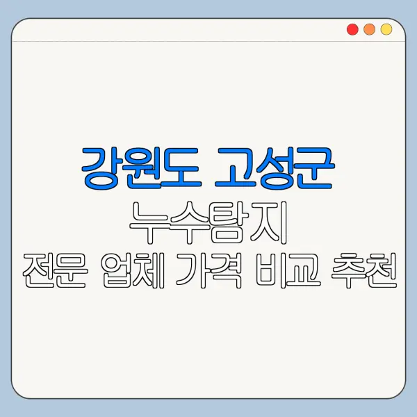 강원도 고성군 누수탐지 전문 업체 가격 비교 추천
