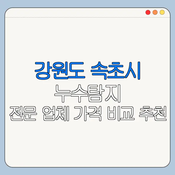 강원도 속초시 누수탐지 전문 업체 가격 비교 추천