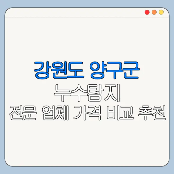 강원도 양구군 누수탐지 전문 업체 가격 비교 추천