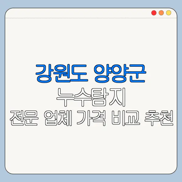 강원도 양양군 누수탐지 전문 업체 가격 비교 추천