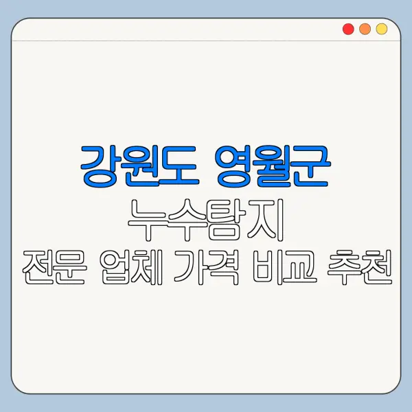 강원도 영월군 누수탐지 전문 업체 가격 비교 추천