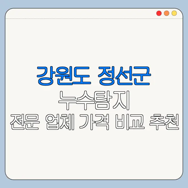 강원도 정선군 누수탐지 전문 업체 가격 비교 추천