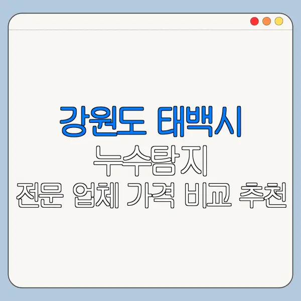강원도 태백시 누수탐지 전문 업체 가격 비교 추천