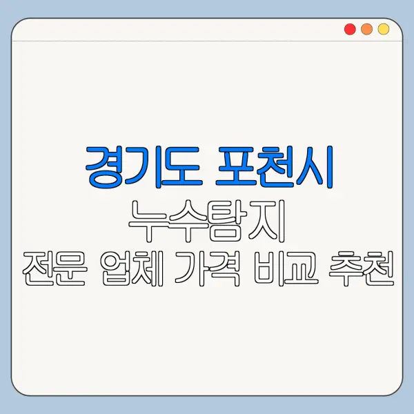 경기도 포천시 누수탐지 전문 업체 가격 비교 추천