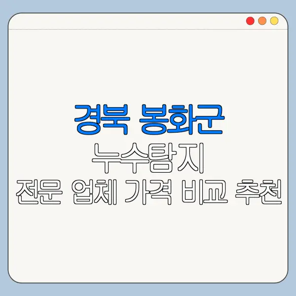 경북 봉화군 누수탐지 전문 업체 가격 비교 추천