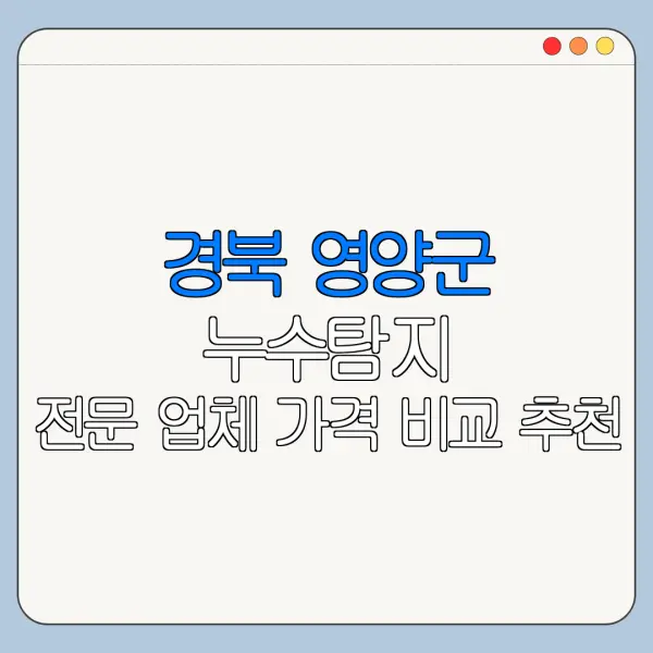 경북 영양군 누수탐지 전문 업체 가격 비교 추천