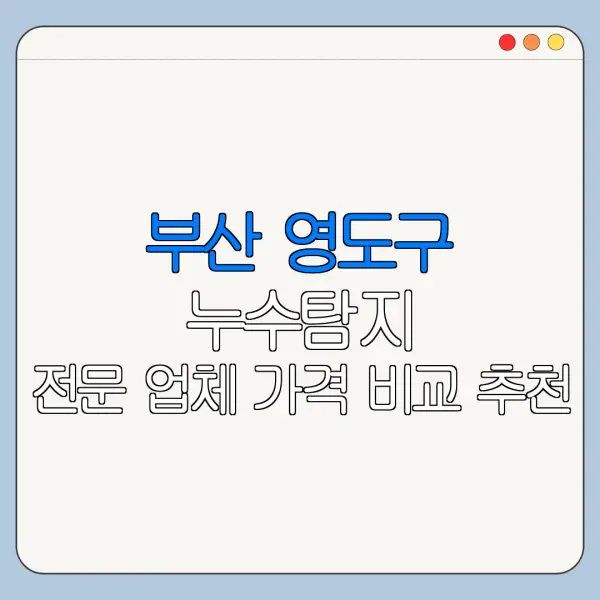 부산 영도구 누수탐지 전문 업체 가격 비교 추천