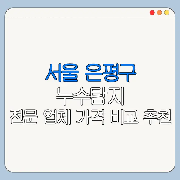 서울 은평구 누수탐지 전문 업체 가격 비교 추천