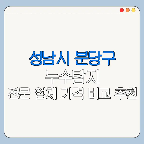 성남시 분당구 누수탐지 전문 업체 가격 비교 추천