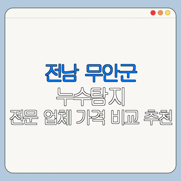 전남 무안군 누수탐지 전문 업체 가격 비교 추천