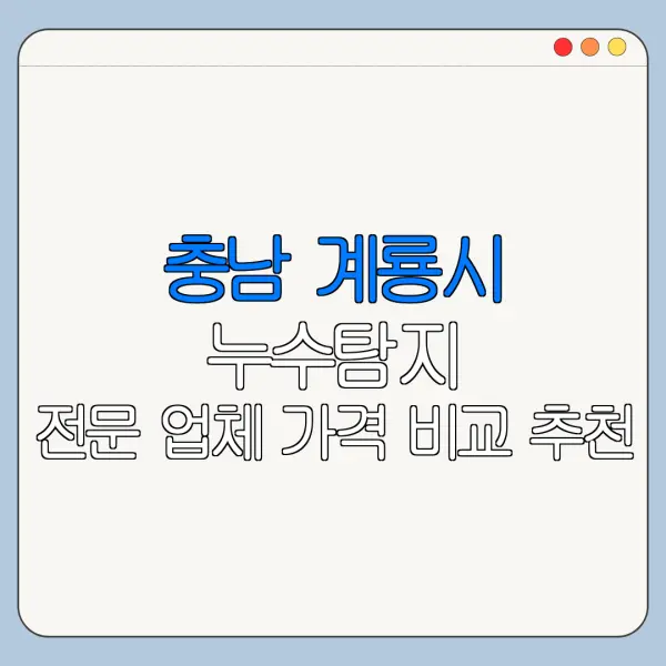 충남 계룡시 누수탐지 전문 업체 가격 비교 추천