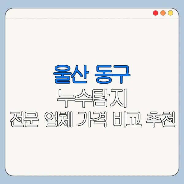 울산 동구 누수탐지 전문 업체 가격 비교 추천