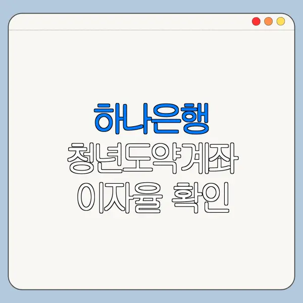 하나은행 청년도약계좌 이자율 확인 방법